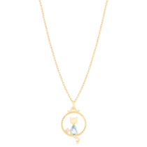 Pingente Gatinho Com Zircônia em Gota e Ponto de Luz Folheado a Ouro 18k
