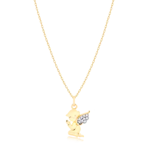 Pingente Anjinho Cravejado Folheado a Ouro 18k