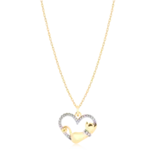 Pingente Coração Gatinho Cravejado Folheado a Ouro 18k