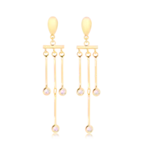 Brinco Com Pedras de Zircônias Penduradas Folheado a Ouro 18k