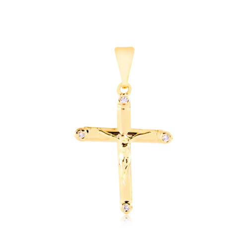 Pingente Crucifixo Com Pedras de Zircônias Folheado a Ouro 18k