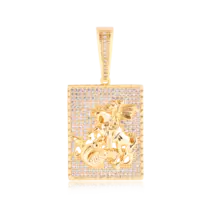 Pingente São Jorge Cravejado Folheado a Ouro 18k