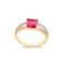 Anel Zircônia Quadrada Aro Cravejado Folheado a Ouro 18k