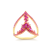 Anel Vazado Cravejado Pink Folheado a Ouro 18k