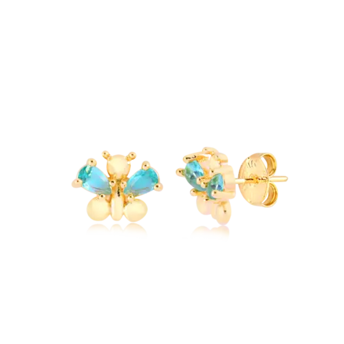 Brinco Abelha Com Zircônia Folheado a Ouro 18k
