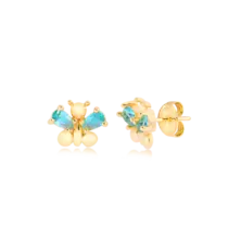 Brinco Abelha Com Zircônia Folheado a Ouro 18k