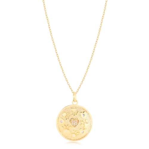 Pingente Pet Pata e Coração Com Pedras Cravejadas Folheado a Ouro 18k