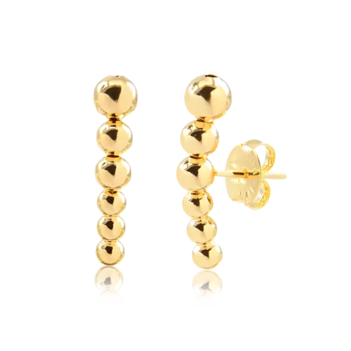 Brinco Curvo Bolinhas Lisas Folheado a Ouro 18K