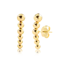Brinco Curvo Bolinhas Lisas Folheado a Ouro 18K
