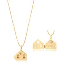Gargantilha Casa/Família Folheado a Ouro 18K