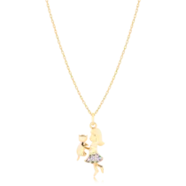 Pingente Pet Menina Com Gato Folheado a Ouro 18k