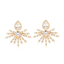 Brinco Gota Com Pedras de Zircônias Folheada a Ouro 18k