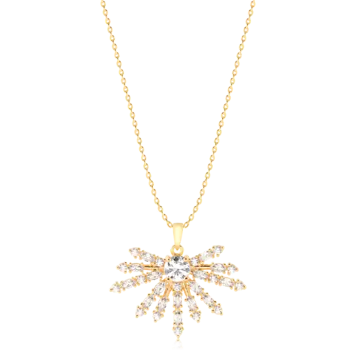 Pingente Gota Com Pedras de Zircônias Folheada a Ouro 18k