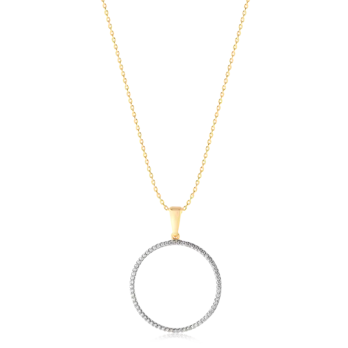 Pingente Círculo Vazado Zircônias Coloridas Folheado a Ouro 18k