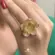 Anel Flor de Lótus Cravejada de Zircônia Folheado a Ouro 18K