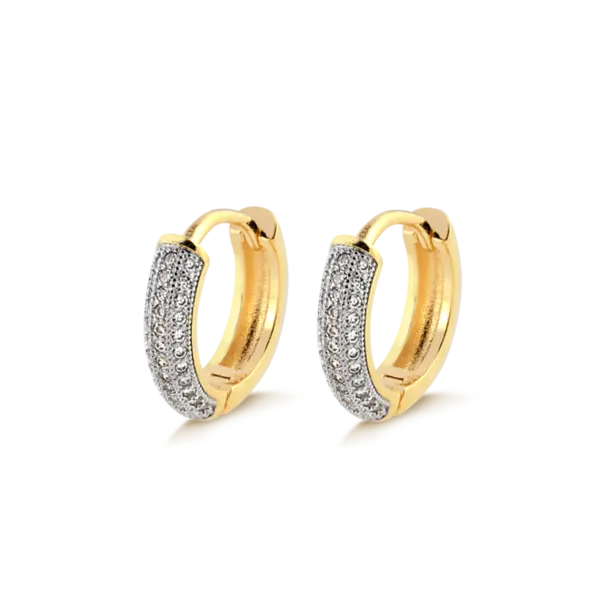 Argola Click 14mm Com Zircônias Folheada a Ouro 18k