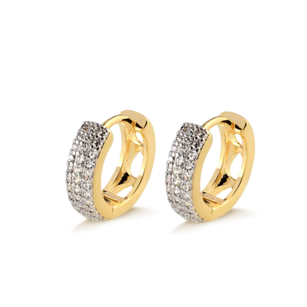 Argola Click Com Zircônias Folheada a Ouro 18k