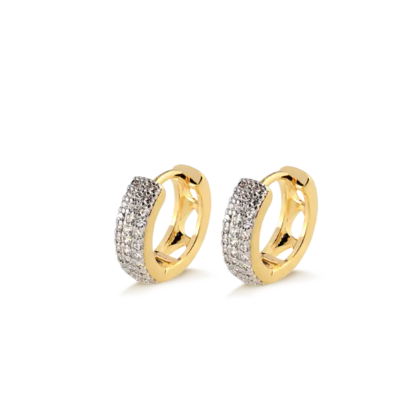 Argola Click Com Zircônias Folheada a Ouro 18k