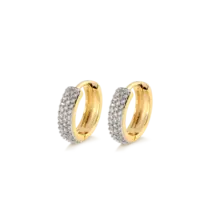 Argola Click Com Zircônias Folheada a Ouro 18k