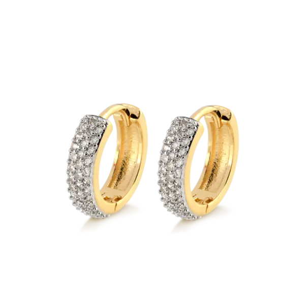 Argola Click Com Zircônias Folheada a Ouro 18k