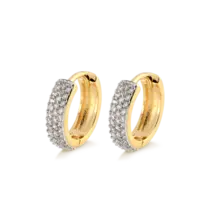 Argola Click Com Zircônias Folheada a Ouro 18k