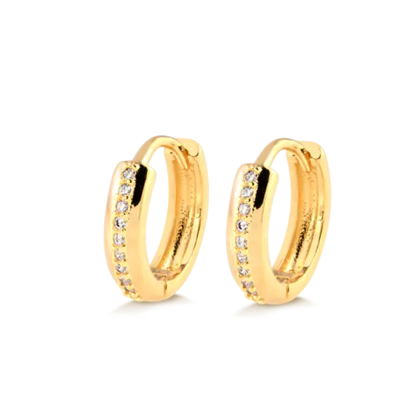 Argola de Click 14mm com Fileira de Pedras de Zircônia Folheada a Ouro 18k