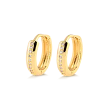Argola de Click 14mm com Fileira de Pedras de Zircônia Folheada a Ouro 18k