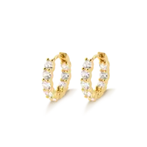 Argola Click Com Zircônias Folheada a Ouro 18k