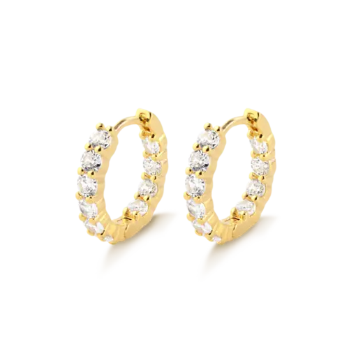 Argola Click Com Zircônias Folheada a Ouro 18k