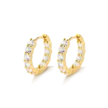 Argola Click Com Zircônias Folheada a Ouro 18k