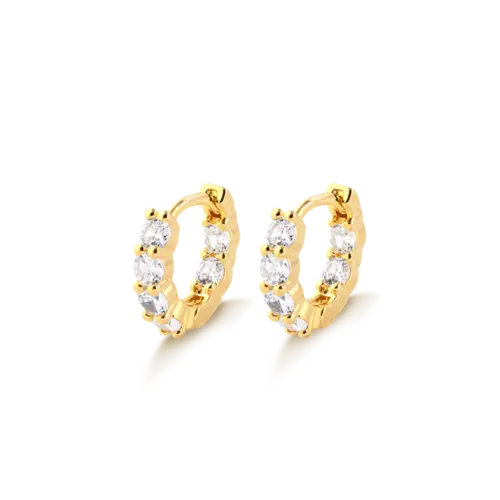 Argola Click Com Zircônias Folheada a Ouro 18k