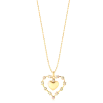 Pingente Coração Duplo Com Zircônia Folheado a Ouro 18k