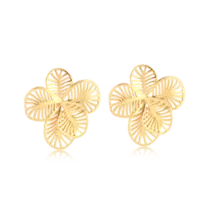 Brinco Flor Ramada Folheado a Ouro 18k