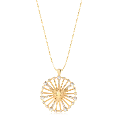 Pingente Espírito Santo 32mm Com Zircônias Folheado a Ouro 18k