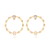 Brinco Redondo Com Pedras de Zircônias Folheado a Ouro 18k