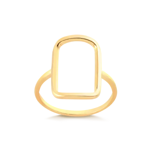 Anel Retangular Liso Folheado a Ouro 18k