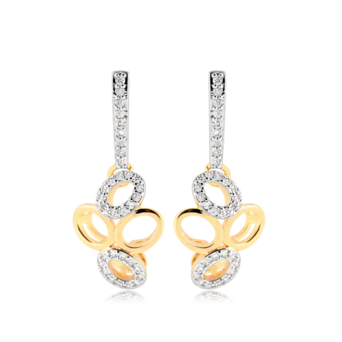 Brinco Elos Lisos e Cravejados Folheado a Ouro 18k