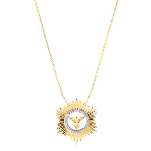 Pingente Divino Espírito Santo Com Zircônias Folheado a Ouro 18k