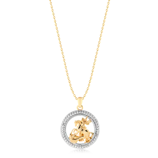 Pingente São Jorge Com Zircônia Folheado a Ouro 18k