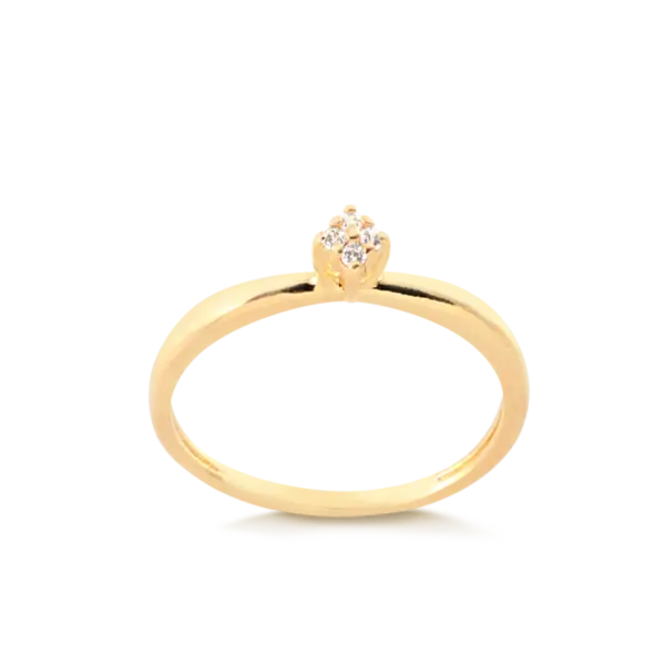 Anel Solitário Com Zircônias Folheado a Ouro 18k