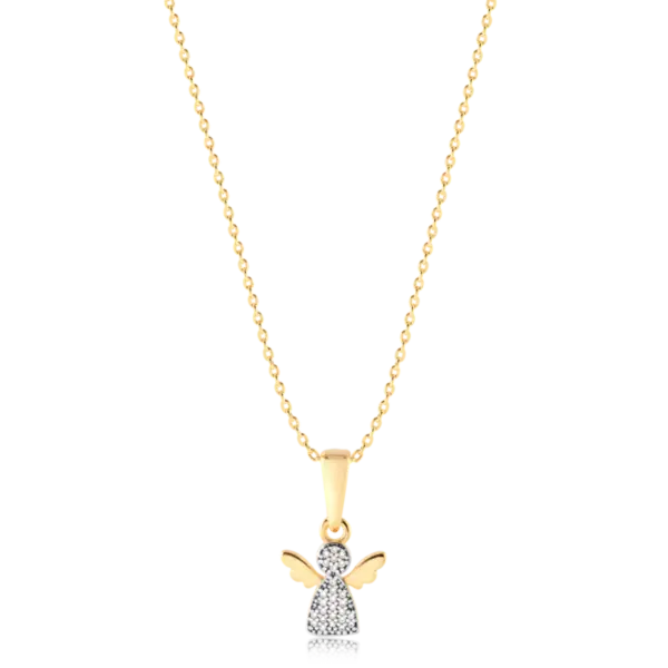 Pingente Anjo Cravejado Com Zircônia Folheado a Ouro 18k
