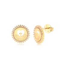 Brinco Gratidão Coração Com Zircônias Folheado a Ouro 18k