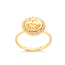 Anel Gratidão Coração Com Zircônias Folheado a Ouro 18k