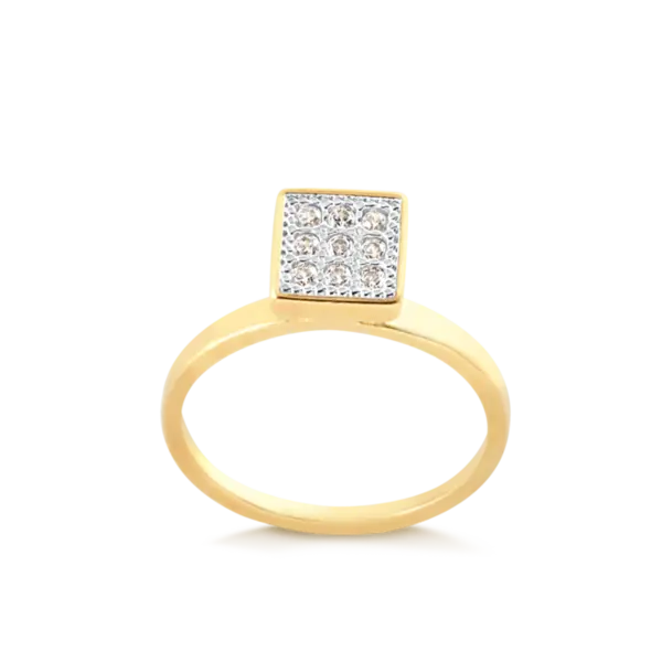 Anel Quadrado 7mm Com Zircônia Folheado a Ouro 18k