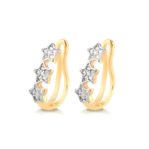 Brinco Piercing Fake Estrelas Zircônia Cristal Folheado a Ouro 18k
