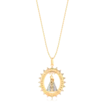 Pingente Nossa Senhora de Nazaré Com Zircônia Folheado a Ouro 18K