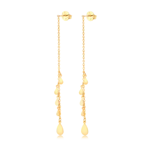 Brinco Corrente Gotas Lisas Folheado a Ouro 18k