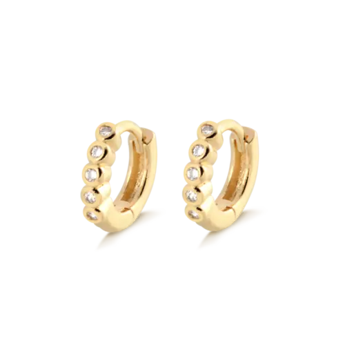 Argola Com Pedras de Zircônia 11mm Folheada a Ouro 18k