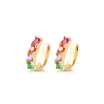 Brinco Piercing Zircônia Colorida Folheado a Ouro 18k