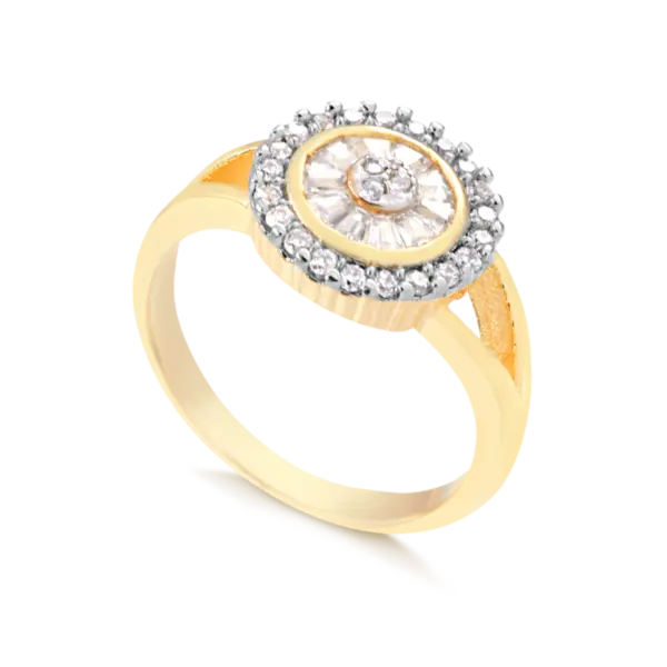 Anel Redondo Cravejado de Pedras e Cristais Folheado a Ouro 18K